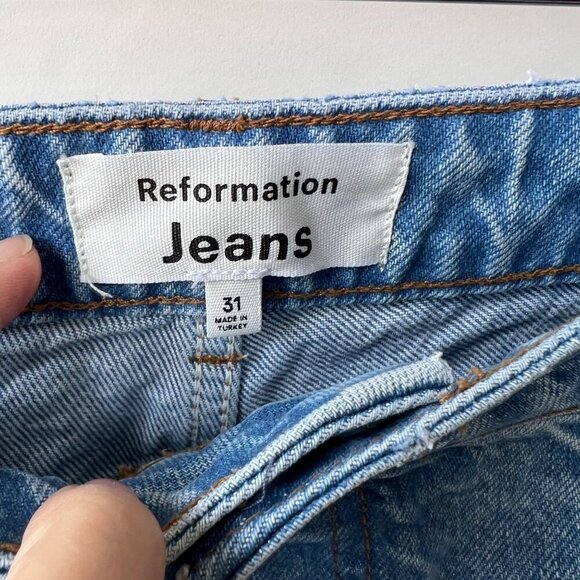 Reformation Cynthia Highrise straight long jeans, Medium wash, Size 31 N49 - Picture 5 of 10